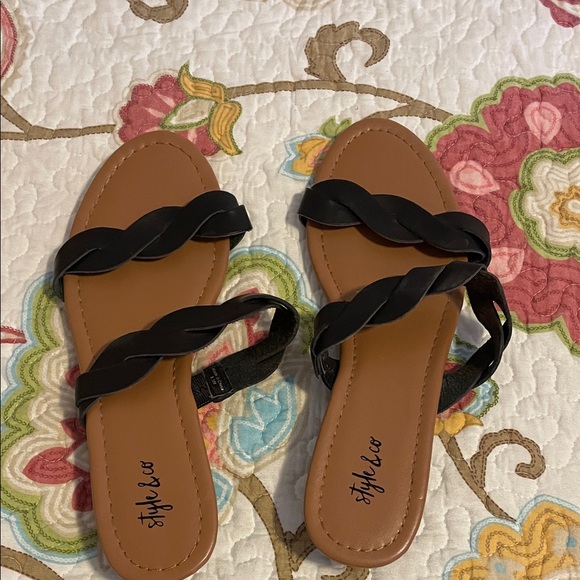 Style & Co. Shoes - Style & Co. Black Braided Strap Slide Sandals